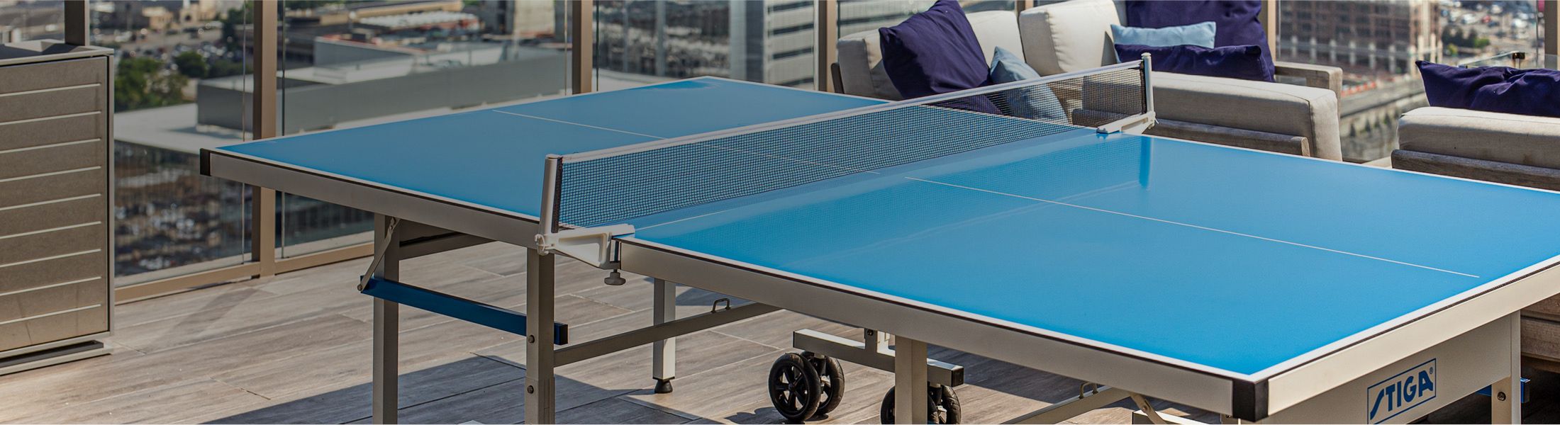 Mesa Ping Pong SMC Robusta Exterior outdoor Cubierta SMC Anclaje intemperie