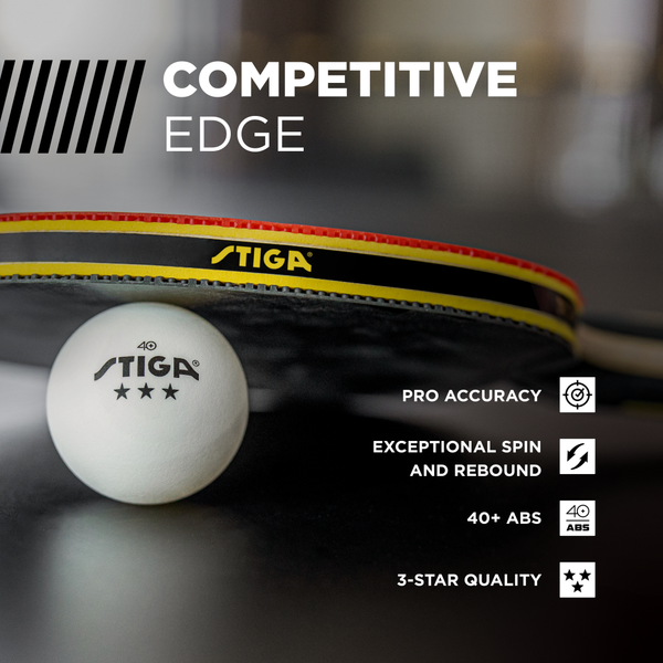 REGULATION SIZE & WEIGHT – Includes 24 (white) STIGA 3-star (40mm) ITTF regulation size and weight table tennis balls._2